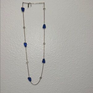 Kendra Scott Long Gold Chain Necklace with Blue Stone Charms